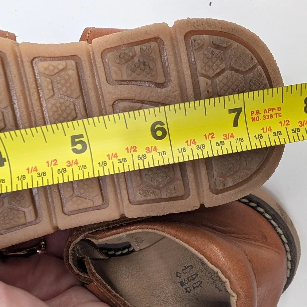 PK Power Kids Leather Fisherman Sandals Tan Woven Cage‎ Shoes Size 8.5-9.5